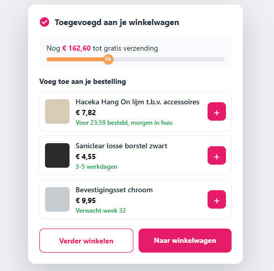Verzending & Cross-sell Popup (Magento), screenshot 3