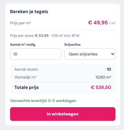 m² Calculator voor Tegels & Vloeren (Magento), screenshot 2