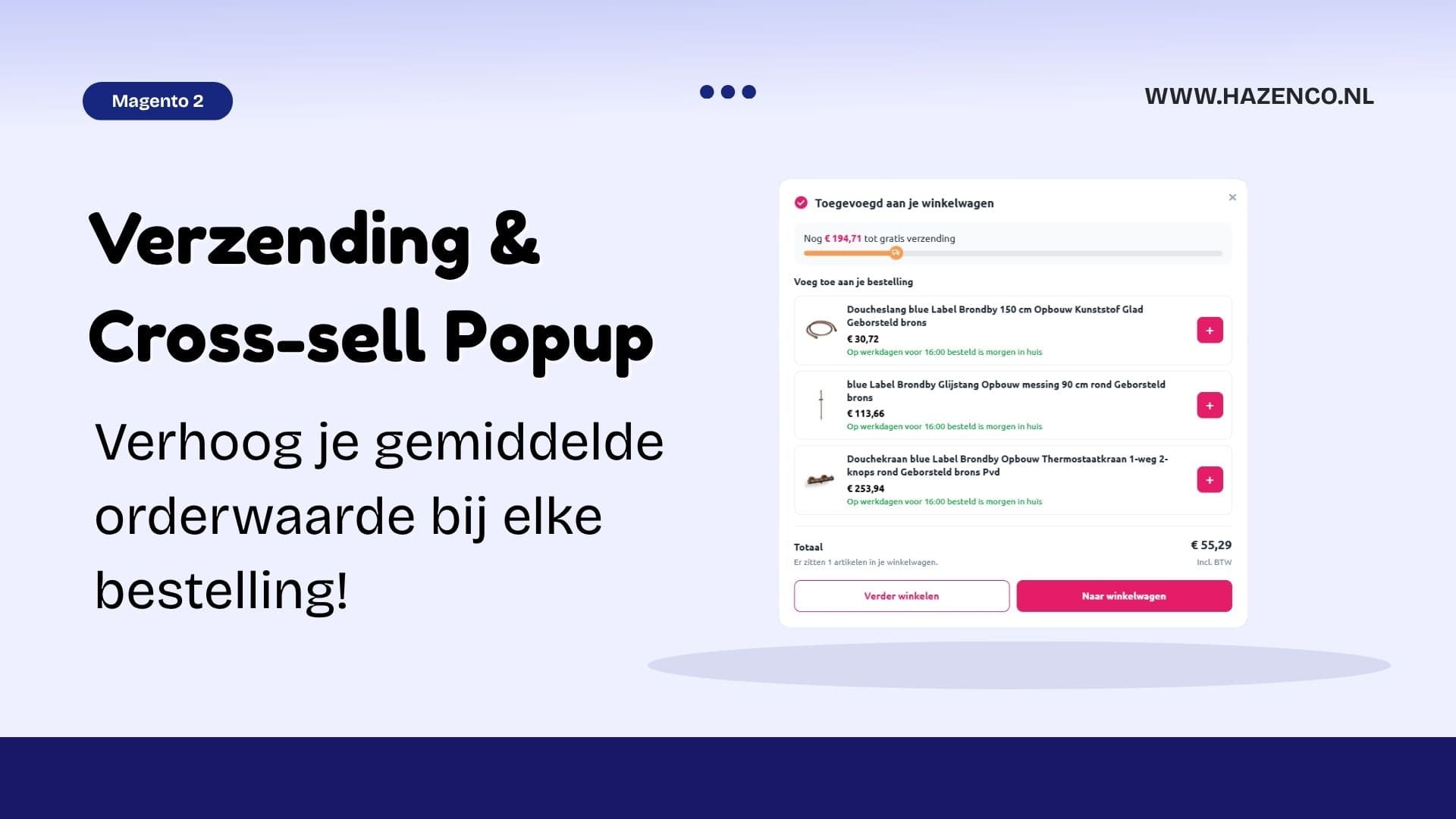Verzending & Cross-sell Popup (Magento), hero