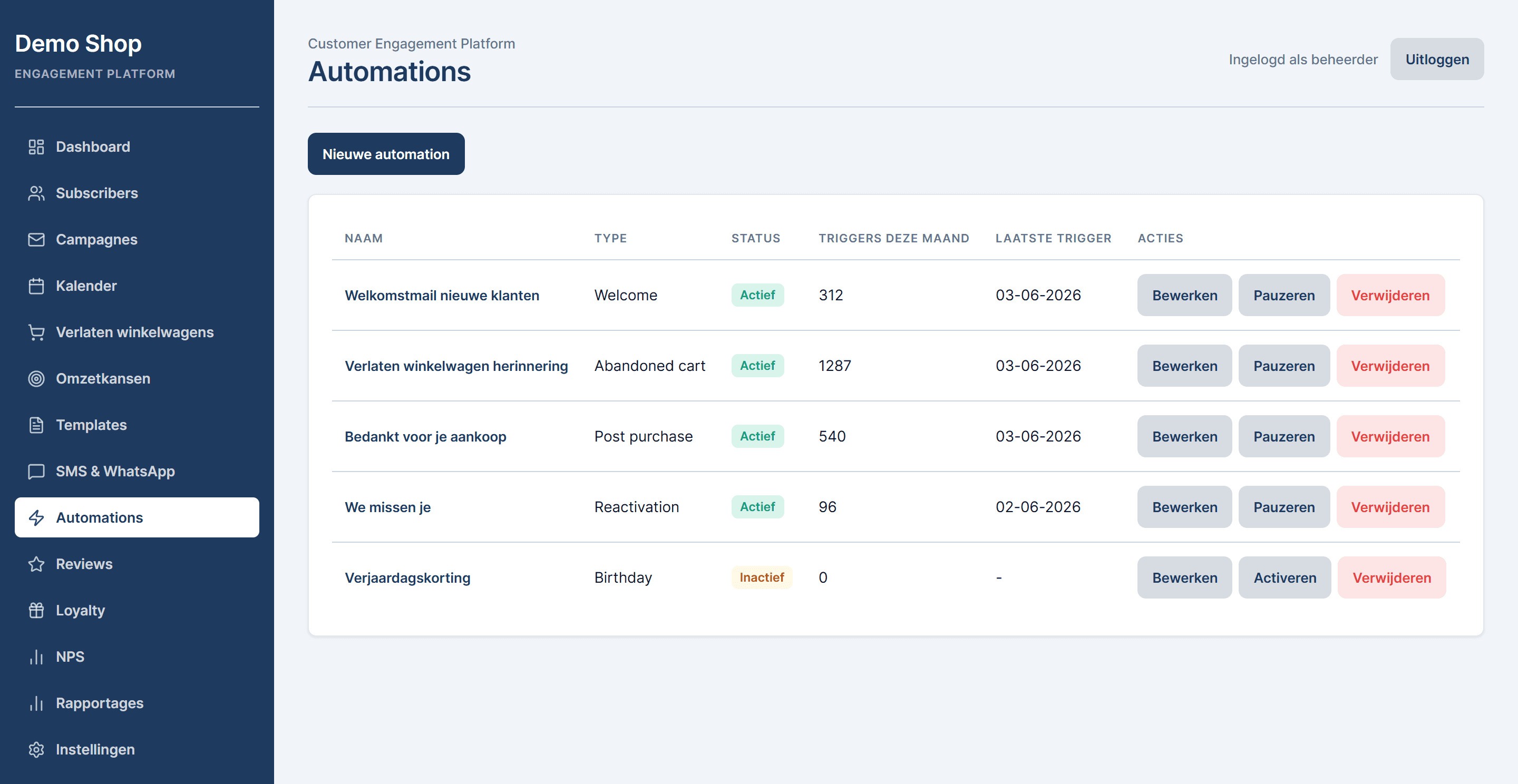Customer Engagement Platform, screenshot 1